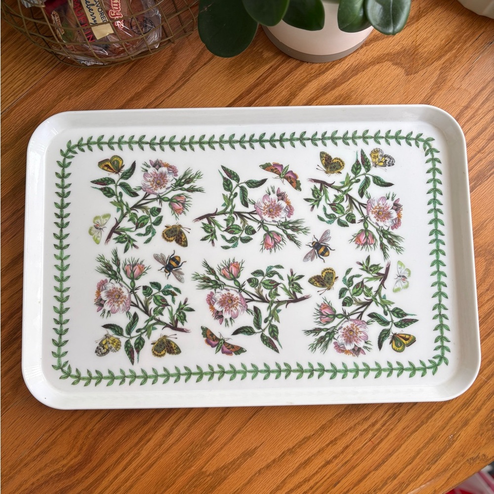 SOLD Floral and Butterfly Serving Tray